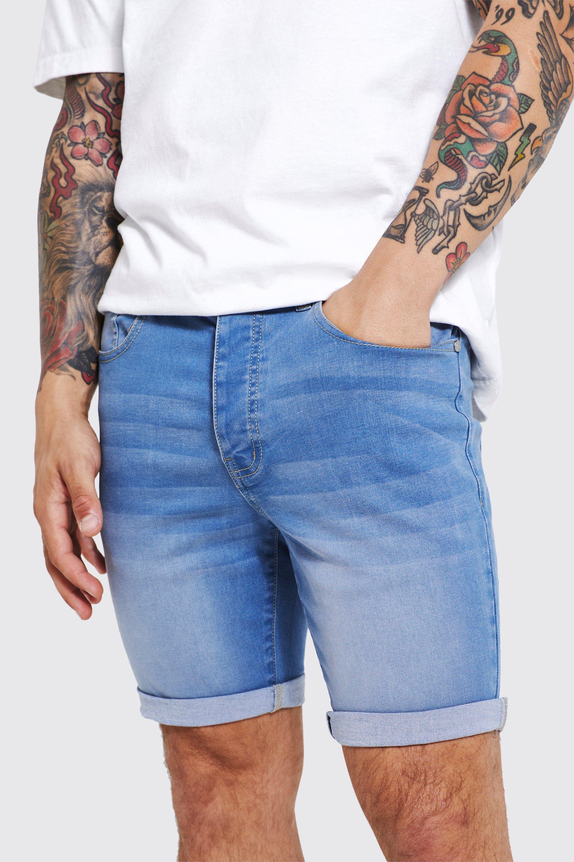 Mens denim shorts boohoo sale